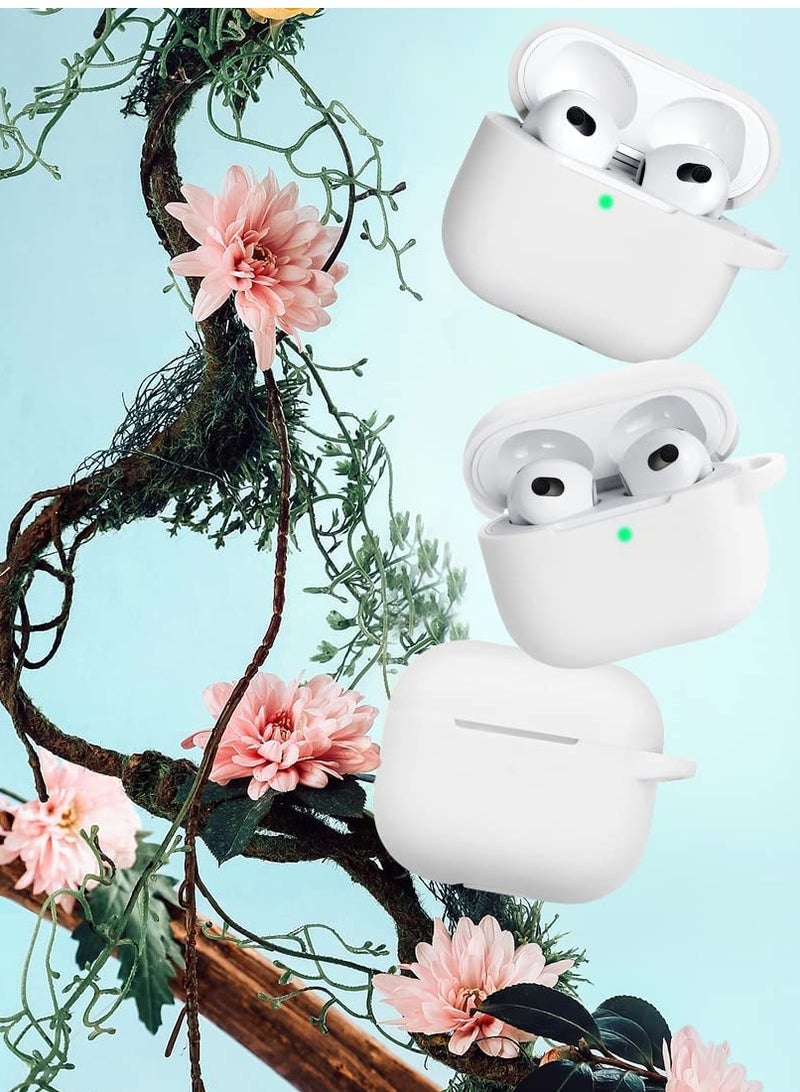 AirPods 3 Case Cover with Keychain Full Body Protective Shockproof Cute Soft Silicone Compatible with Airpods 3rd Generation Case for Women Men Front LED Visible White - Image 5