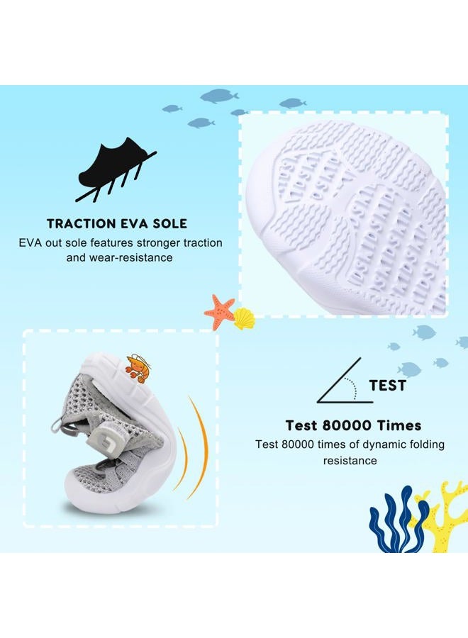 JOINFREE Toddler Water Shoes Toddler Swim Shoes Quick Dry Slip On Sneakers for Beach Pool Mesh Grey 12-18 Months Infant - Image 5