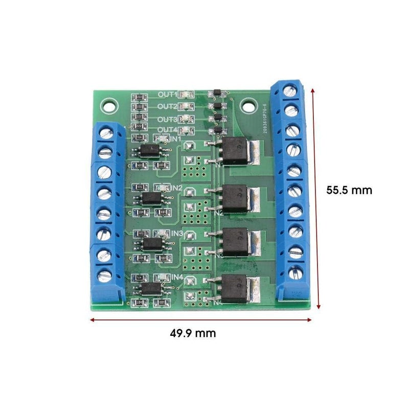 klarako Mosfet Board, 3-20V to 3.7-27VDC PLC Amplifier Circuit Board Driver Module 4-Channel PWM MOS FET Module Bulb, LED Strip, DC Motor - Image 4