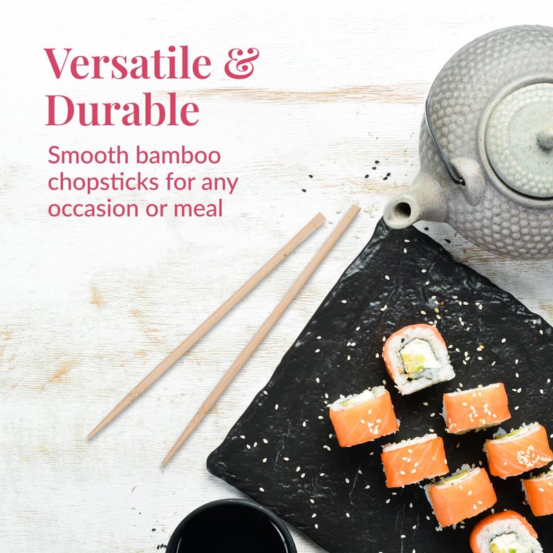 Prestee 50 Pairs Disposable Wooden Chopsticks - Individually Wrapped for Hygiene - 8-Inch Wood Chopstick - Utensils for Sushi, Noodles, and Takeout - Smooth, Splinter-Proof Design - Image 2