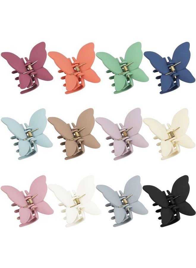 Messen 12 Pcs Butterfly Claw Clips Cute Butterfly Hair Clips 2.6 Inch Non Slip Matte Jaw Clips 12 Colors Strong Hold Butterfly Hair Clamps for Women Girls Thick Thin Hair  - Image 1