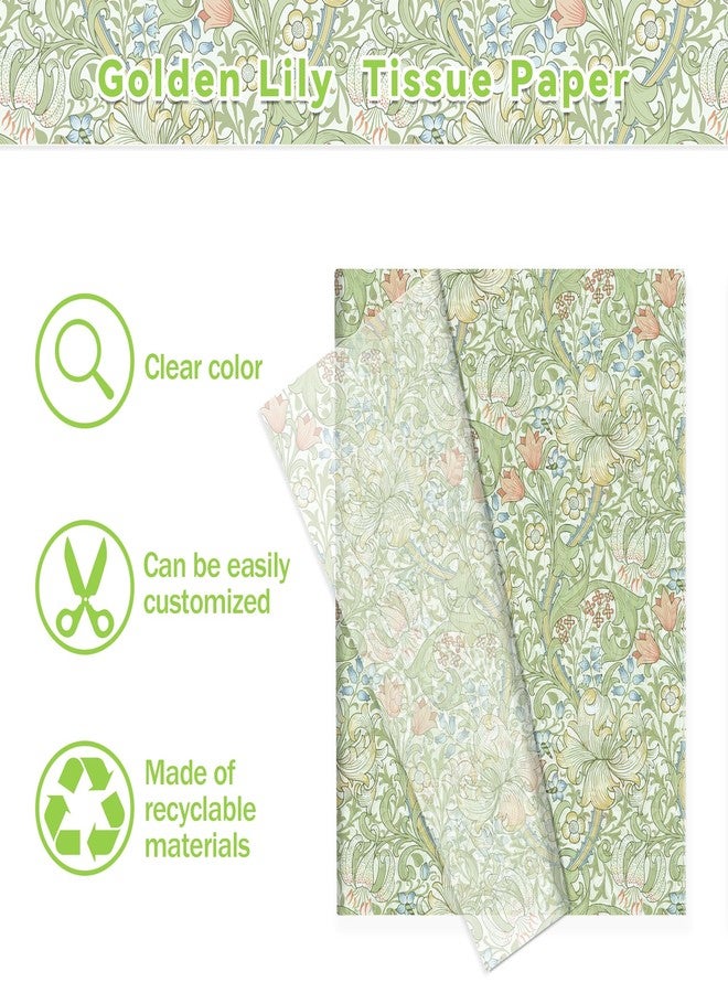MOZUI 50 Sheets William Morris Tissue Paper, 14 x 20 Inch Greenery Gift Wrapping Paper – Green Flower Decorative Art for DIY Crafts, Birthday, Baby Shower, Party, Home Supplies, Wedding, Bridal Shower - Image 2