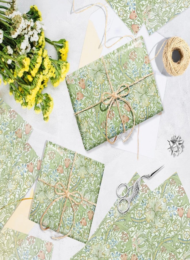 MOZUI 50 Sheets William Morris Tissue Paper, 14 x 20 Inch Greenery Gift Wrapping Paper – Green Flower Decorative Art for DIY Crafts, Birthday, Baby Shower, Party, Home Supplies, Wedding, Bridal Shower - Image 5