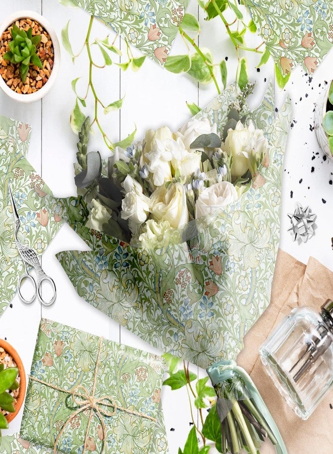 MOZUI 50 Sheets William Morris Tissue Paper, 14 x 20 Inch Greenery Gift Wrapping Paper – Green Flower Decorative Art for DIY Crafts, Birthday, Baby Shower, Party, Home Supplies, Wedding, Bridal Shower - Image 4