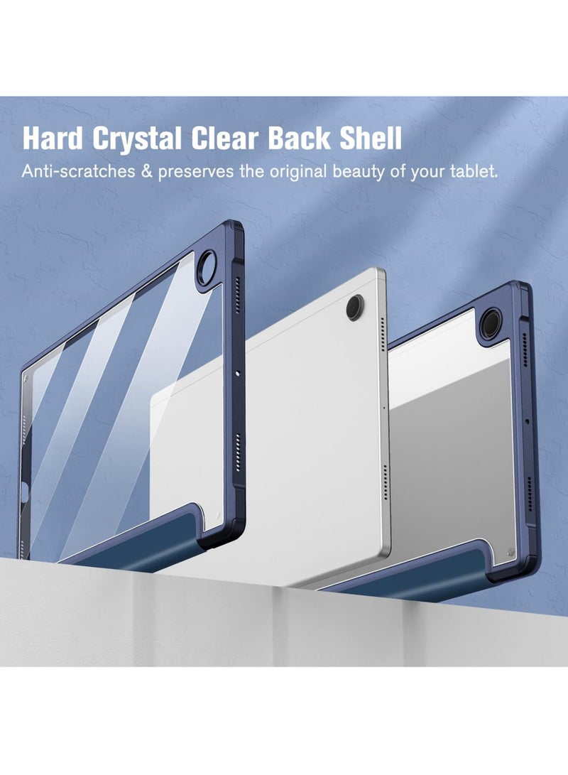 روك بو جراب هجين رفيع لجهاز Samsung Galaxy Tab A8 مقاس 10.5 بوصة موديل 2022 (SM-X200/X205/X207) غطاء مقاوم للصدمات مع غلاف خلفي شفاف مع خاصية الإيقاظ/النوم التلقائي - Image 3
