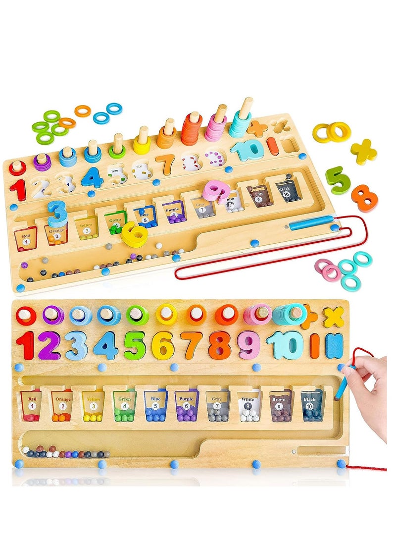SYOSI Montessori Maze Toys for Kids Magnetic Color and Number Maze Toy Early Education Toys for 3-6Years Old Wooden Magnetic Puzzles Board Toddler Counting Matching Activities Fine Motor Skills Toys  - Image 1