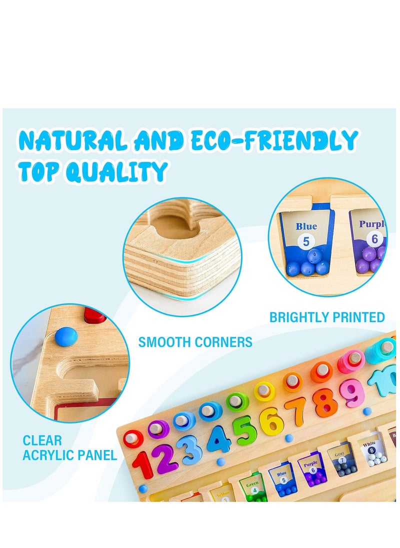 SYOSI Montessori Maze Toys for Kids Magnetic Color and Number Maze Toy Early Education Toys for 3-6Years Old Wooden Magnetic Puzzles Board Toddler Counting Matching Activities Fine Motor Skills Toys  - Image 5