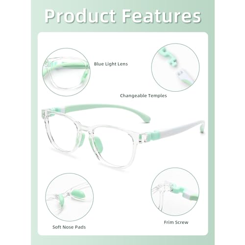 JM Kids Blue Light Glasses, Computer Gaming Grasses for Girls Boys Age 3-10, Anti Blue Ray TR90 Eyeglasses - Image 3