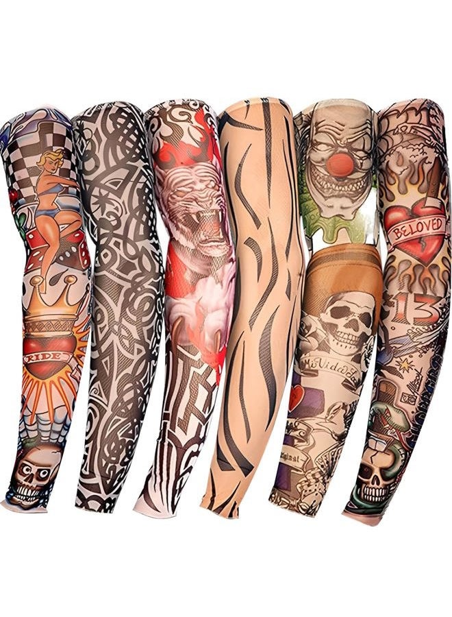 YARIEW (Color 1) - 6pcs Temporary Tattoo Sleeves, 6pcs Set Arts Temporary Fake Slip On Tattoo Arm Sleeves Kit Style 1 - Image 1