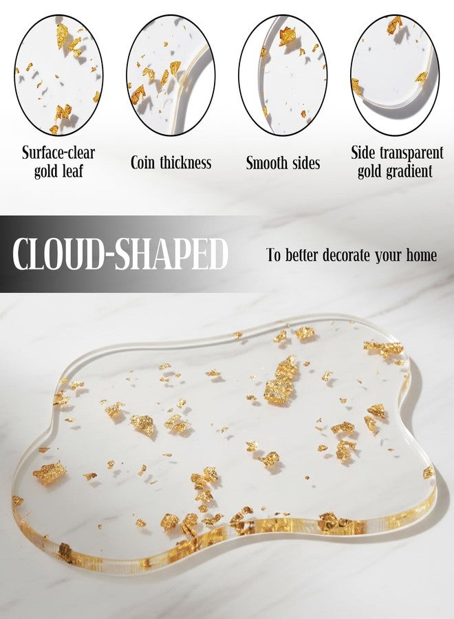 Bruislard Gold Coasters Set of 4 Acrylic Decorative Plates Coffee Cup Coaster for Home, Bar Party, and Festival Office Desk Accessories(Clear Cloud Shape) - Image 3