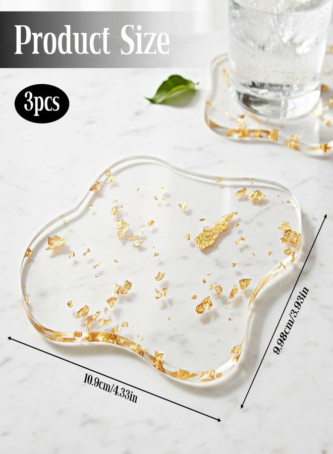 Bruislard Gold Coasters Set of 4 Acrylic Decorative Plates Coffee Cup Coaster for Home, Bar Party, and Festival Office Desk Accessories(Clear Cloud Shape) - Image 2