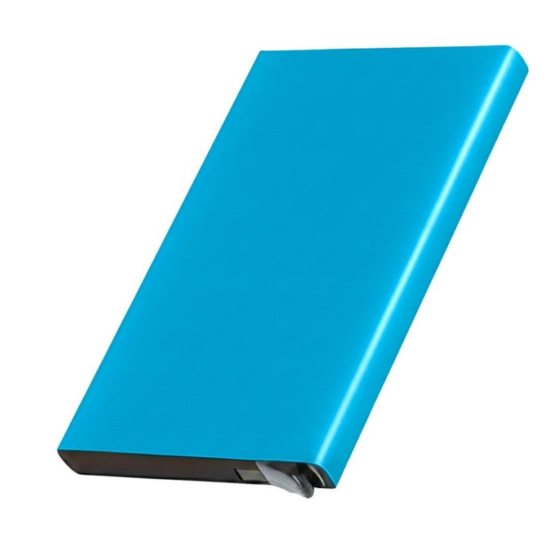 Bracevor 10 Slot popup Aluminium Metal Card Holder Wallet | RFID Blocking | for Men & Women | Credit & Debit Cards - Blue - Image 1