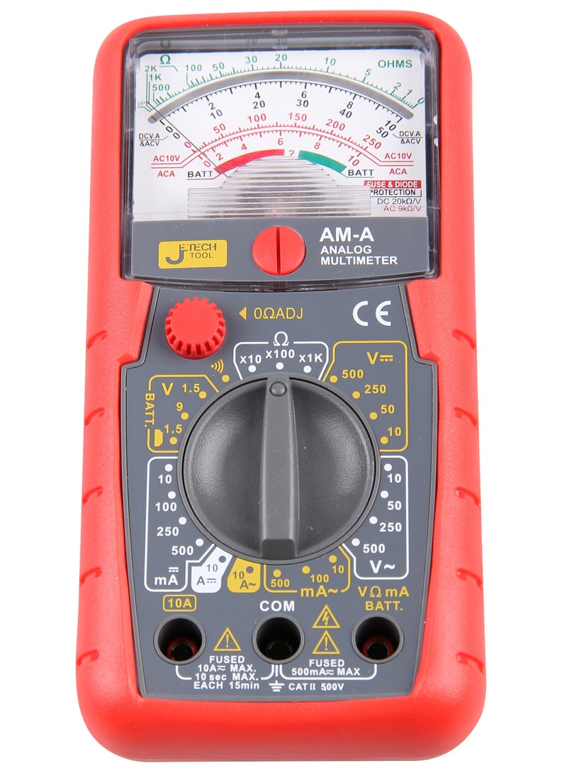 jetechtool Jetech Analogue Multimeter with Overload Protection, AC/DC Voltage & Current Tester, Resistance Diode Continuity Test, Durable Design, 80mm × 160mm- AM-A - Image 2