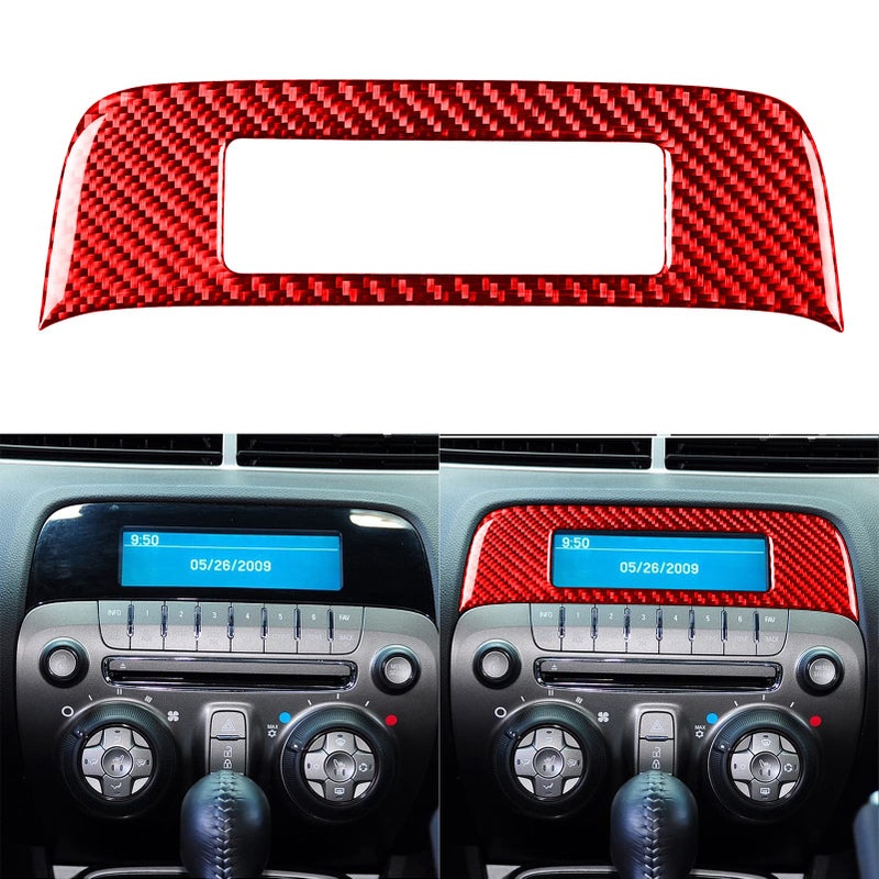 NVCNX Real Premium Carbon Fiber Compatible with ChevroletChevy Camaro 20102012 2SS 2LT 1LT 1SS ZL1 2010 2011 2012 2013 2014 2015 LS Dash CD Panel Screen Frame Cover Interior Trim Accessories Red