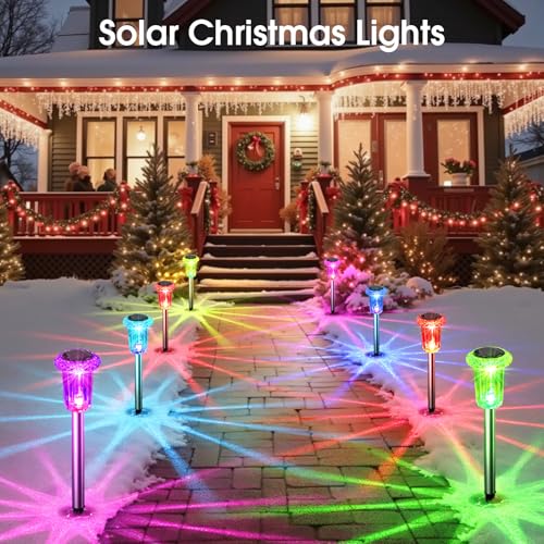 Eyrosa Solar Outdoor Lights, 10 Pack Solar Pathway Lights Outdoor Waterproof, Stake Lighting for Garden Yard Path Walkway Driveway Patio Lawn Decor,Color Changing - Image 5