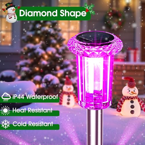Eyrosa Solar Outdoor Lights, 10 Pack Solar Pathway Lights Outdoor Waterproof, Stake Lighting for Garden Yard Path Walkway Driveway Patio Lawn Decor,Color Changing - Image 4