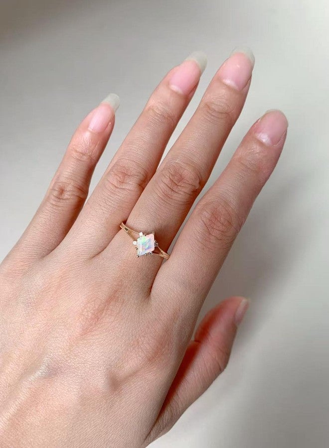 يس ليدي خاتم وعد من الأوبال الصناعي من YESLADY للنساء، مطلي بالذهب، تصميم أنيق على طراز آرت ديكو، حجر بخت شهر أكتوبر، مجوهرات مميزة للذكرى السنوية للزواج، مقاس 5 - Image 2