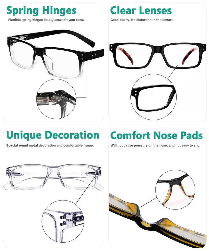 Eyekepper Vintage Reading Glasses for Men - 5 Pack Classic Readers with Spring Hinges +2.50 - Image 4