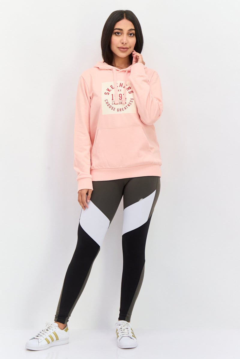 SKECHERS ملابس رياضية نسائية بأكمام طويلة مناسبة، خارجية، سويت شيرت، وردي - Image 4