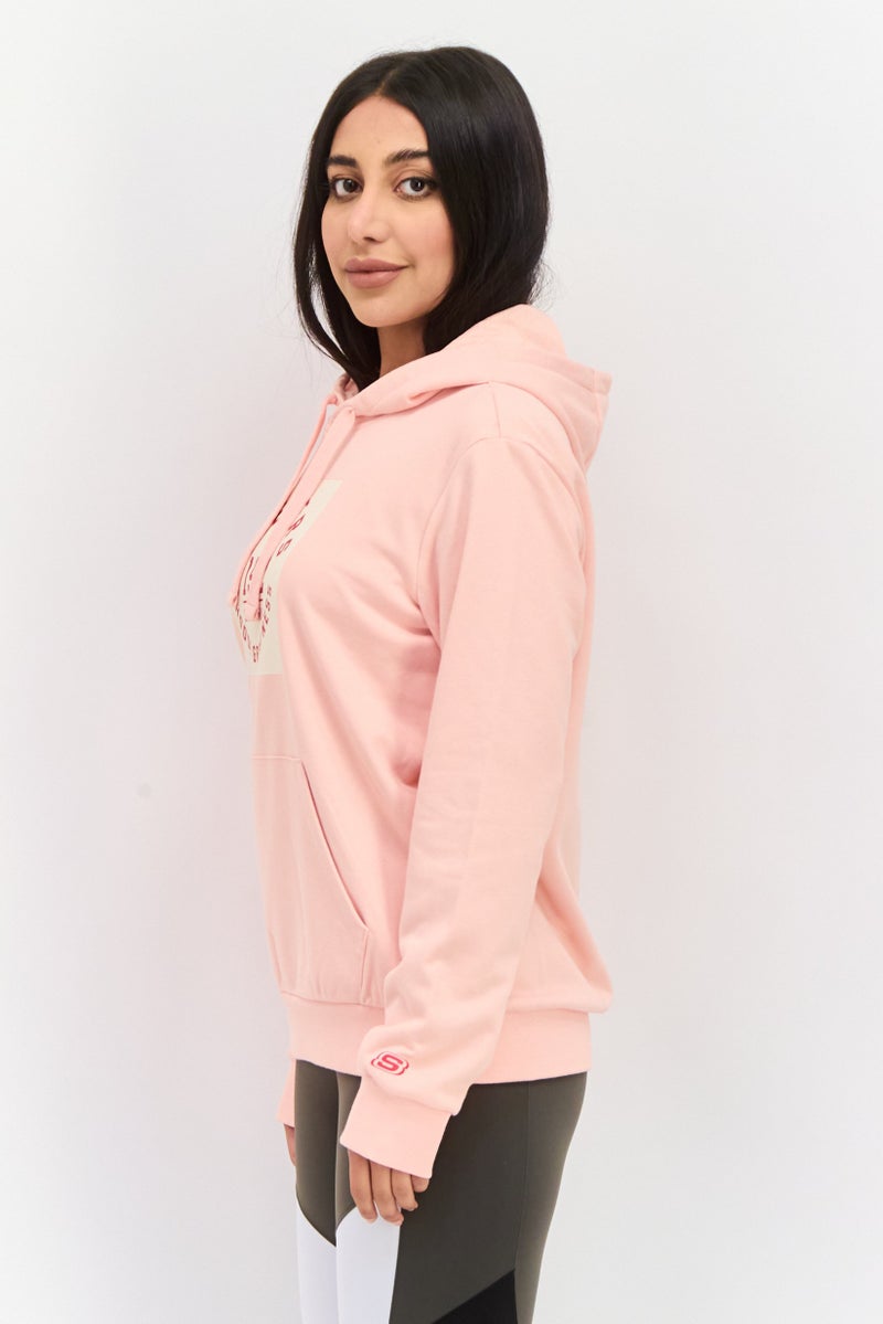 SKECHERS ملابس رياضية نسائية بأكمام طويلة مناسبة، خارجية، سويت شيرت، وردي - Image 2