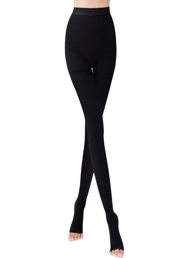 LUODITO Medical Compression Pantyhose Women 20-30 mmhg Opaque Graduated Support Hose for Vericose Veins Edema (Open Toe-Black, Large) - Image 1