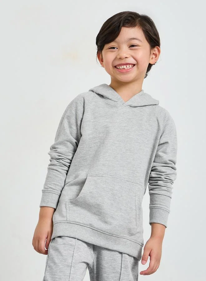 Styli Kids Unisex Grey Regular Fit Cotton Hoodie