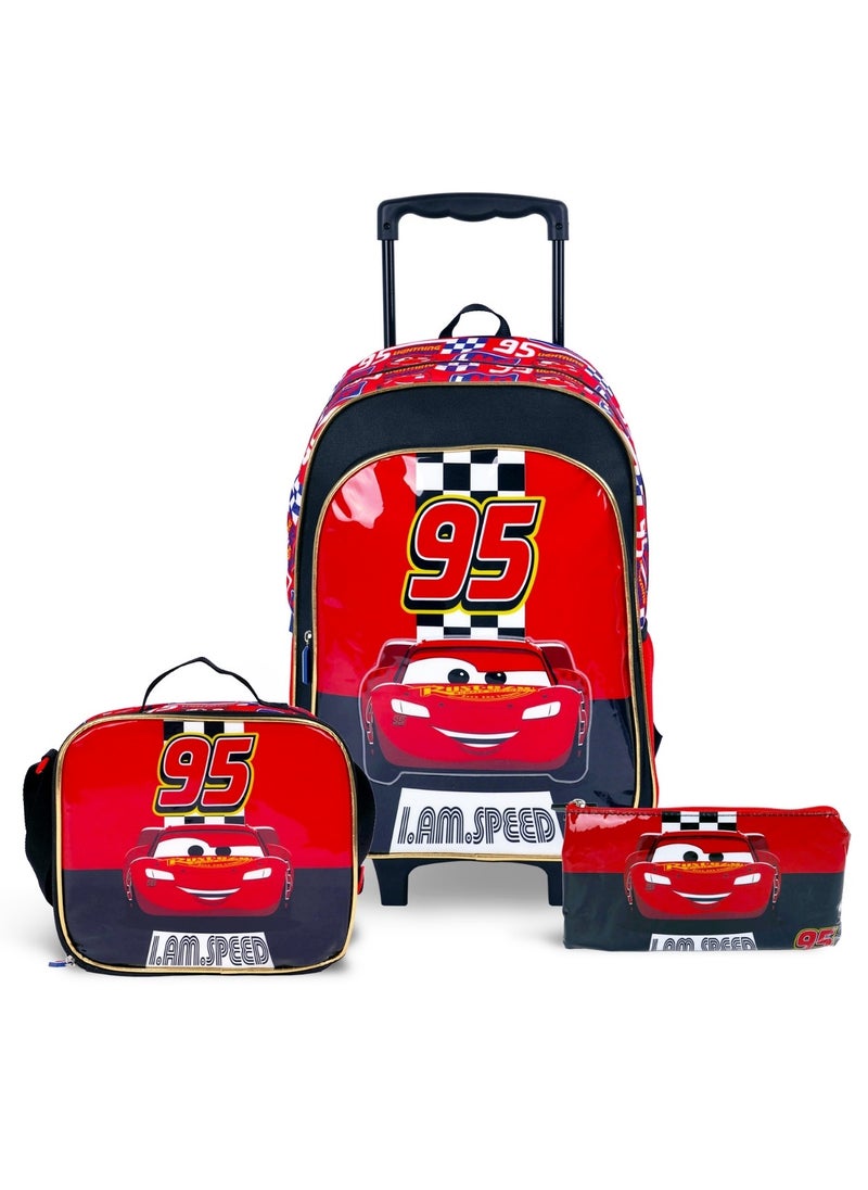 Cars  16 Inch Kids 3-in-1 Trolley School Bag Set - Ergonomic Backpack, Insulated Lunch Bag & Pencil Case,Lightweight, Durable, Students 6+ - Perfect for Travel & School,For Boys - pzsku/ZD8F1DF6C3CD65F91E1DFZ/45/_/1721300710/9722fed4-f62e-4cf6-b73c-b219fb5685ad