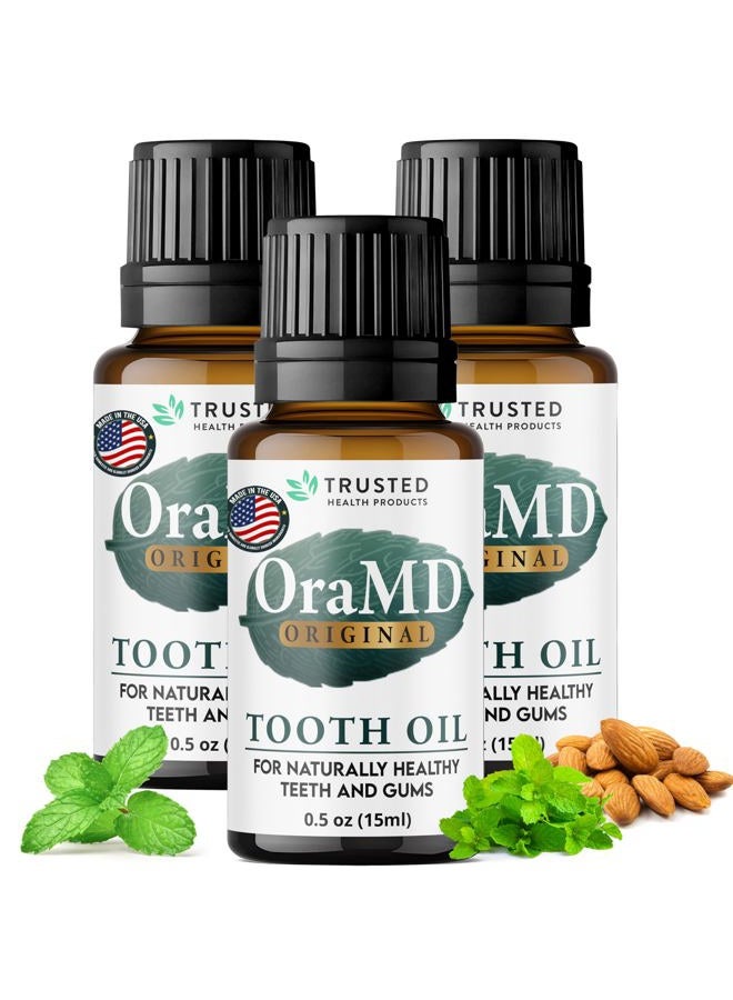 OraMD Original Tooth Oil - Healthy Gums, Fresh Breath and Helps with Sensitive Teeth - All-Natural Solution Better Than Mouthwash (3-Pack) - Image 1