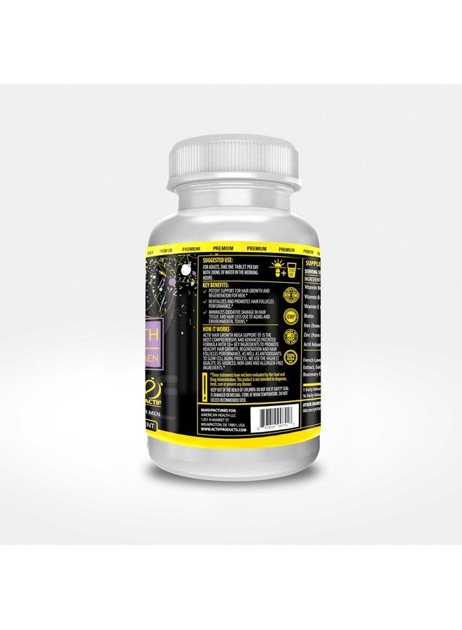 ACTIF Hair Growth for Men Mega Support 10+, Non-GMO, Stops 99% Hair Loss, Made in USA, 60 Count - Image 2