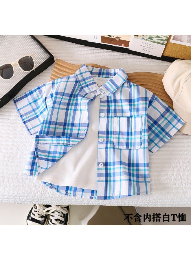 Children's Shirt Men's  New Baby Stylish Cotton Plaid Shirt Spring And Autumn Children's Fashion Lapel Cardigan