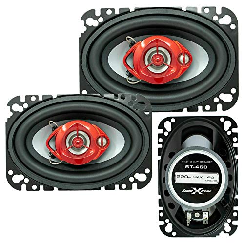 SoundXtreme Pair of SoundXtreme 4x6 in 3-Way 220 Watts Coaxial Car Speakers CEA Rated (2 Speakers) - Image 1