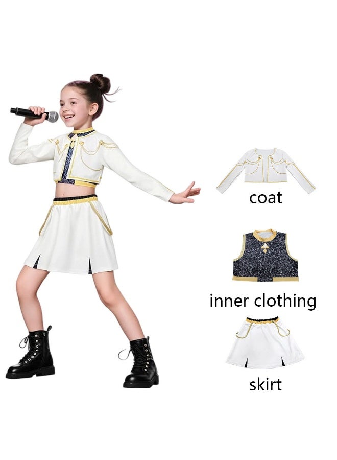 Halamodo 3 جهاز كمبيوتر شخصي K-POP مجموعة فتاة رومي ميرا زوي كوسبلاي زي مجموعة, المغني الشعبي مطرزة أداء الملابس, الفتيات الرقص المسرح أداء الملابس مجموعة, لعب الدور حزب زي, مناسبة لأداء المسرح, الحفلات الموضوعية, عروض المواهب وغيرها من المناسبات, للأعمار 3-10 أزياء الأطفال - Image 1