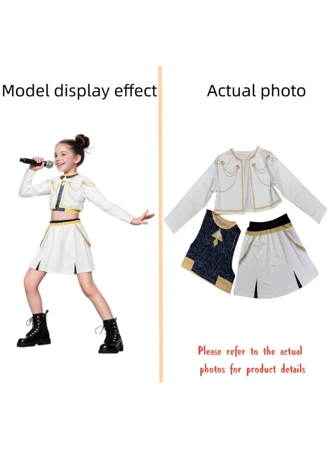 Halamodo 3 جهاز كمبيوتر شخصي K-POP مجموعة فتاة رومي ميرا زوي كوسبلاي زي مجموعة, المغني الشعبي مطرزة أداء الملابس, الفتيات الرقص المسرح أداء الملابس مجموعة, لعب الدور حزب زي, مناسبة لأداء المسرح, الحفلات الموضوعية, عروض المواهب وغيرها من المناسبات, للأعمار 3-10 أزياء الأطفال - Image 3