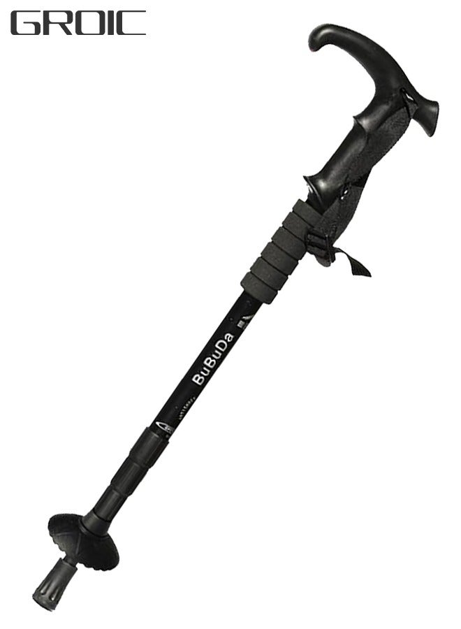 GROIC Trekking Poles Adjustable Hiking Walking Sticks Strong Lightweight ,Aluminum alloy, carbon non-slip,Lift and shrink ,Suitable for Camping Hiking Backpacks-Black  - Image 1