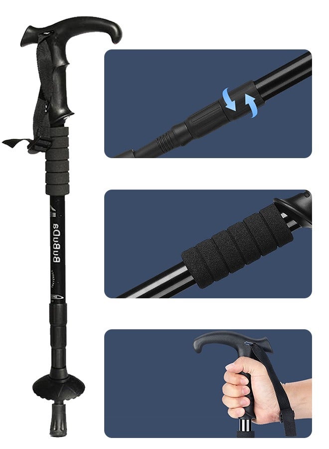 GROIC Trekking Poles Adjustable Hiking Walking Sticks Strong Lightweight ,Aluminum alloy, carbon non-slip,Lift and shrink ,Suitable for Camping Hiking Backpacks-Black  - Image 3