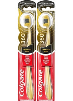 Colgate 360 Charcoal Gold Tooth Brush Soft  2 Pc Multi-Color