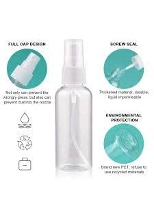 Graidient span Graidient span Multipurpose Refillable Spray Bottle 100 ml with Fine Mist Transparent Pack of 4  - Image 2
