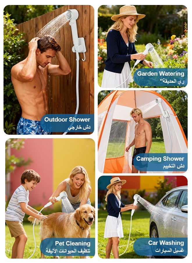 Sunbath 8000mAh Portable Shower, Rechargeable Camping Shower with Intelligent Led Display, Electric Shower Pump,  IPX8 Waterproof, 5-Speeds Control, 4 Spray Modes, Outdoor Shower for Camping, Car, Pet, Garden - Image 5