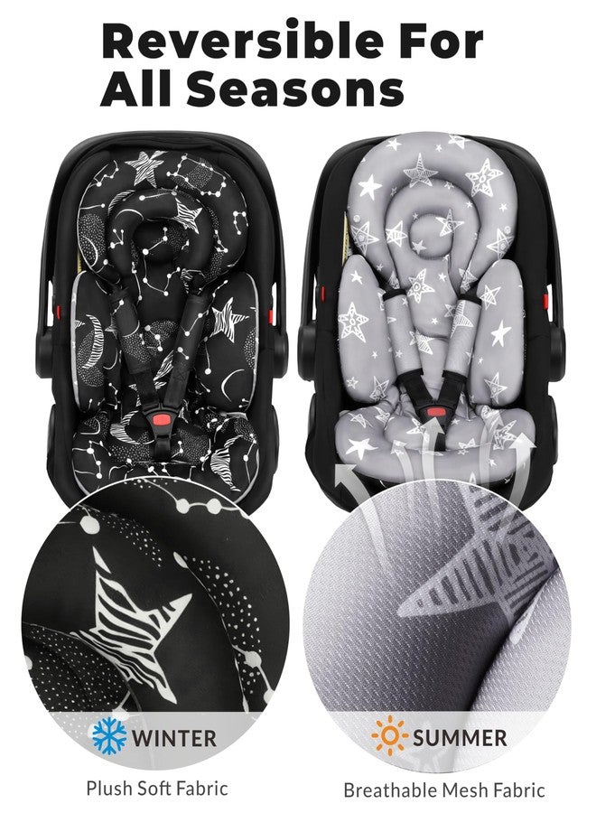 TinlyFinly Infant Car Seat Insert with Removable Cushion for Preemie to Toddler, Reversible Newborn Carseat Insert for Baby Head Body Support, Fits for Stroller, Baby Swing, Bouncer (Black Star) - Image 5