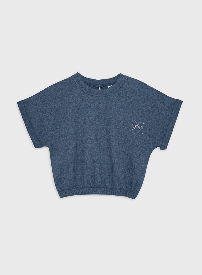 بنات بلوزة قصيرة الأكمام قصيرة