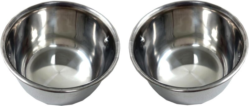 Mcage Two of 4-Inch No Rust Stainless Feeder Seed Water Food Replacement Cups with Adjustable Cage Holder for Bird Parrot Cage - Image 3