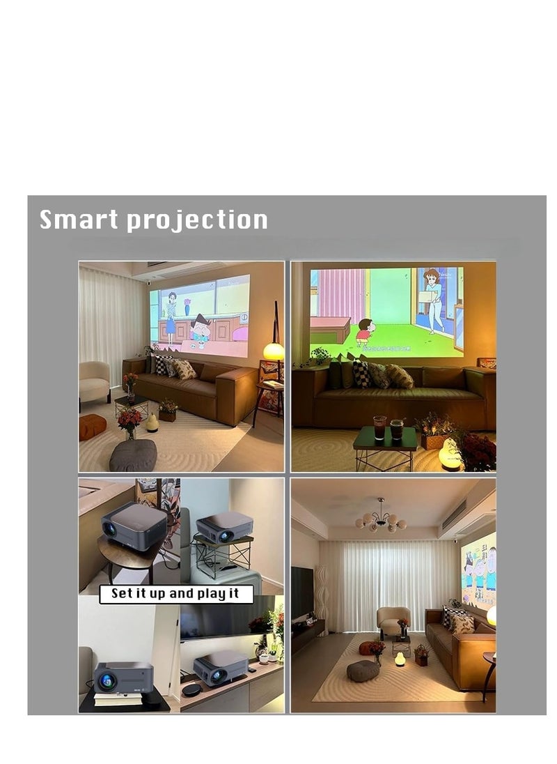 Premium home projector with 4K& 8K decoding capability HDR  and advanced connectivity via 5G WiFi Bluetooth featuring a convenient Voice Remote Control. Easily connect to HDMI USB Tablet Phone Lapto