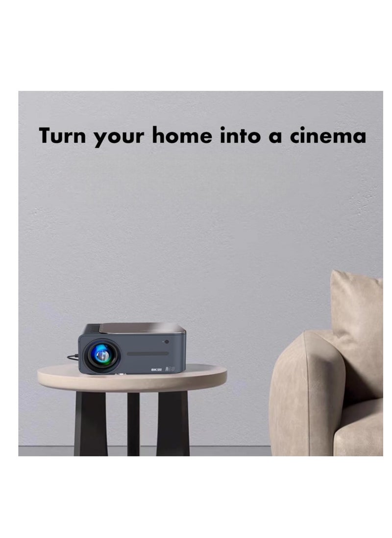 Premium home projector with 4K& 8K decoding capability HDR  and advanced connectivity via 5G WiFi Bluetooth featuring a convenient Voice Remote Control. Easily connect to HDMI USB Tablet Phone Lapto