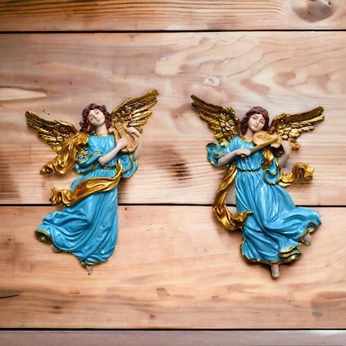 KariGhar Resin Heavenly Angels, Guardian Angels Wall Hanging Idols Perfect for Home and Altar, Multicolor Set of 2, 10 Inch, Religious - Image 1