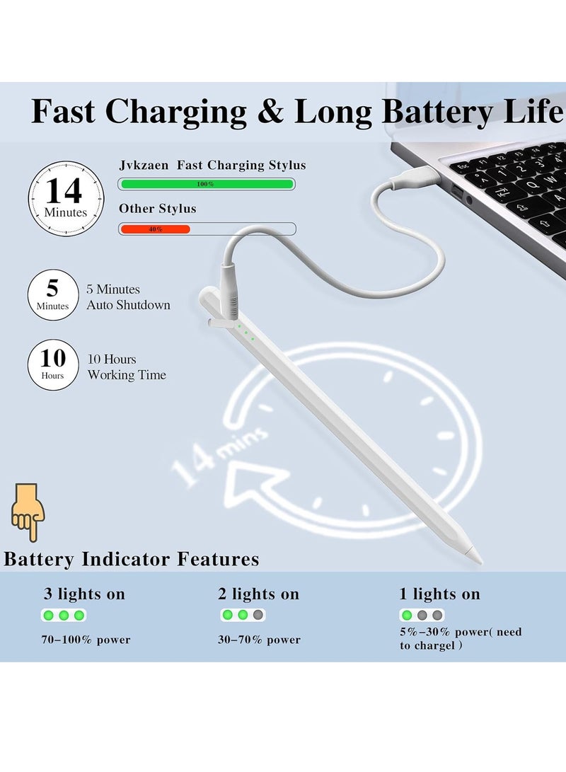 General Stylus Pen for iPad, 13 mins Fast Charging Apple iPad Pencil with Palm Rejection, Tilt Sensitivity, Work for 2018-2023 iPad Air 3/4/5, iPad Mini 5/6, iPad 6/7/8/9/10, iPad Pro 11"  - Image 2