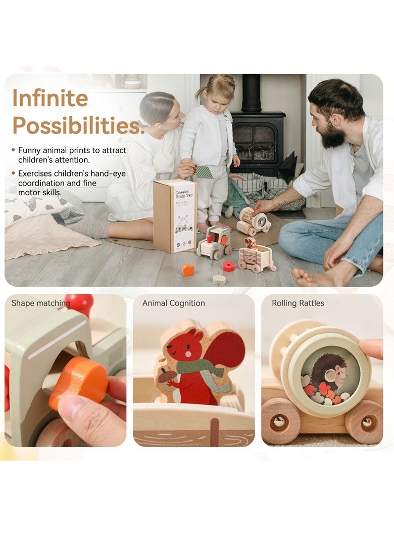 Wooden Baby Early Education Smart Multi-functional Train Baby Crawling Shape Recognition Car Set of Toys  - Image 5