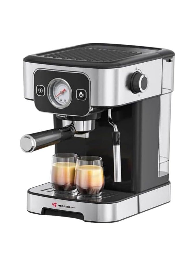 MEBASHI Espresso Coffee Machine - 1.8L, 20-Bar Pump, Thermoblock Heating, Matte Finish (ME-ECM2101) (Black)