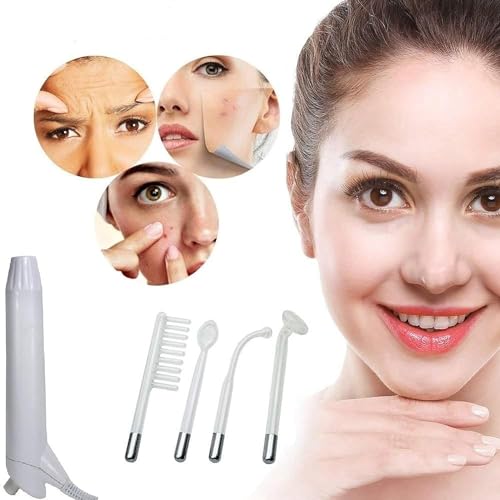 SWEETPEA®Portable High Frequency Machine Facial Wand Acne for Skin Tightening Acne Spot Wrinkles Reducing Puffy Eyes Dark Circles Dispel Freckle 4 in 1 Handheld High Frequency Machine for Face & Hair - Image 5