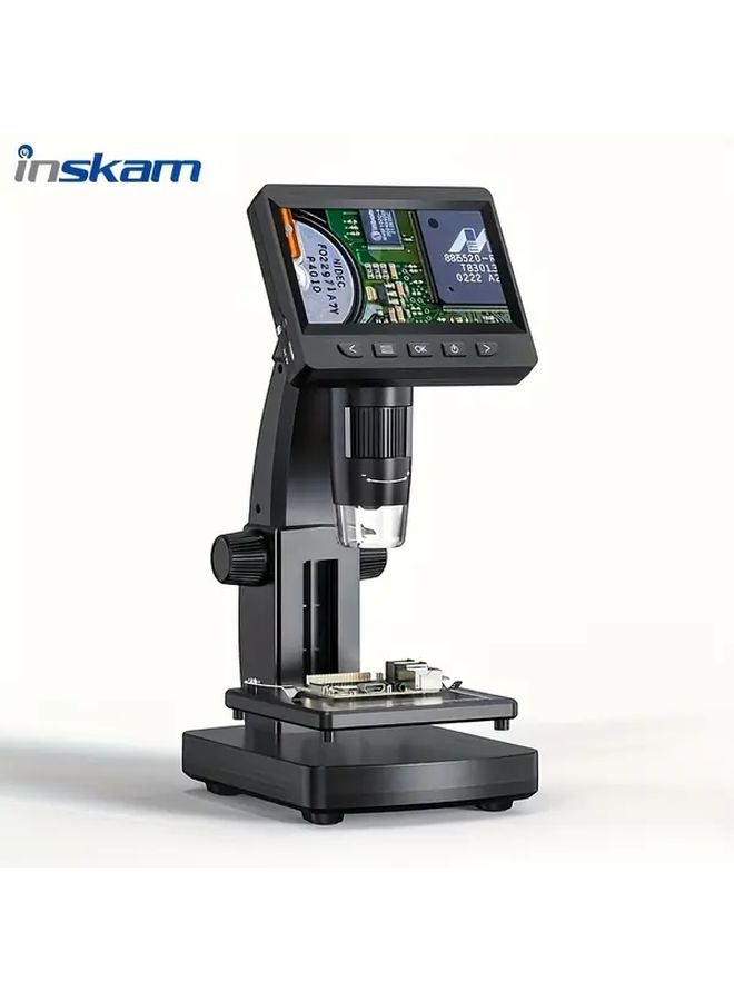 Black 1000X Digital Microscope With Screen 8 LED Light For Coin Scientific Research - Image 1