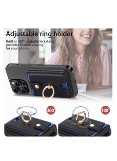 Excefore Magnetic Wallet, Two-Way Stand Freely Adjustable, Compatible with MagSafe Wallet, Magnetic Wallet with Security Grip Ring, Magnetic Pop Socket for iPhone 15/14/13/12 Series, Black  - Image 3